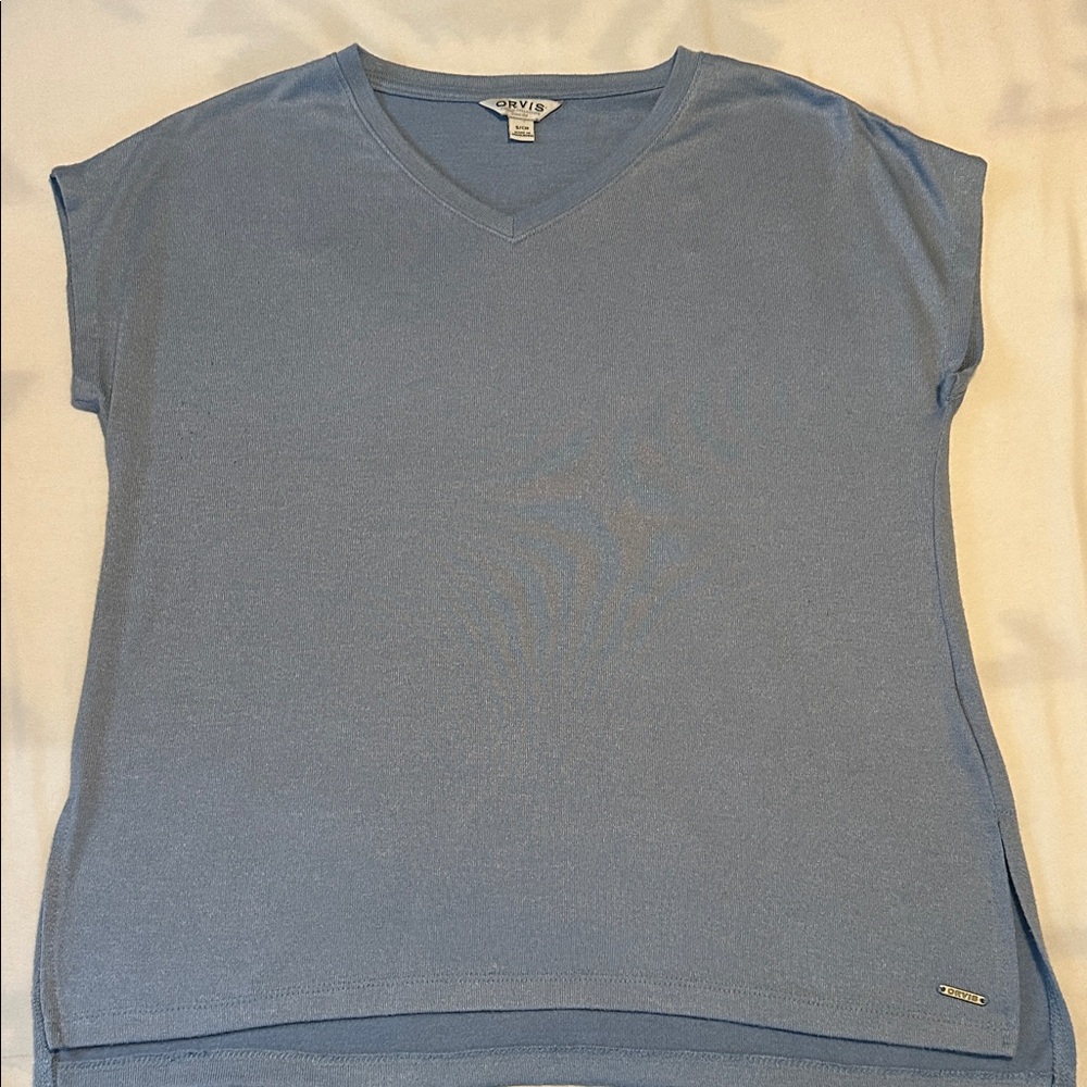 Women's Orvis Blue V-Neck Top Size Small